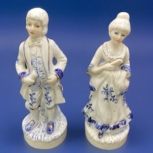Vintage Figurines Pair Victorian Man Woman FBIA Taiwan 6"‎ Tall No Damage